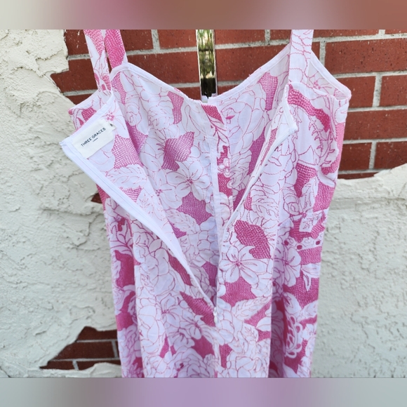 $659 THREE GRACES London embroidered cotton sleeveless strap 8 long midi dress - Picture 13 of 16